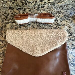 Elegant Brown and Cream Crossbody Bag